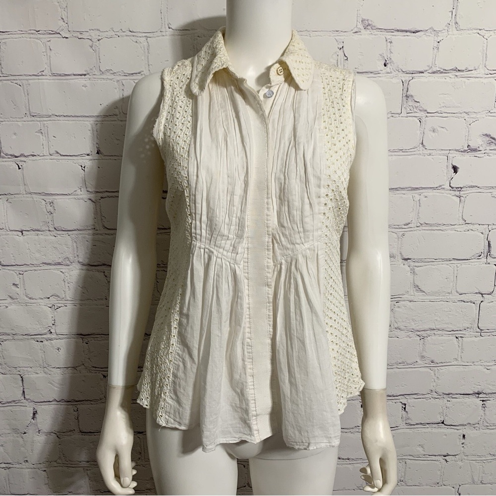 Tory Burch Cream Sleeveless Blouse Size 4